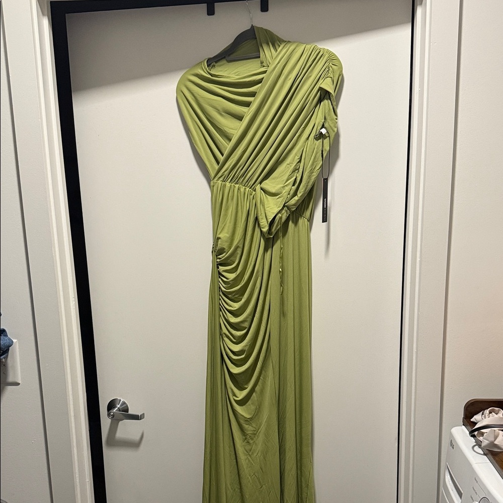 Fashion Nova- Aria Cut Out Maxi Dress - Chartreuse